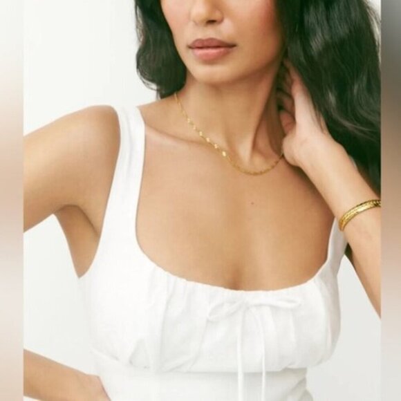 NEW Reformation Balia Linen Sleeveless Midi Dress in White | US 0 UK 4 - Picture 4 of 14